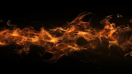 Fototapeta premium A dynamic image featuring vibrant, orange smoke trails twisting and curling against a dark backdrop. The bright, fiery colors and intricate shapes evoke a sense of energy and intensity