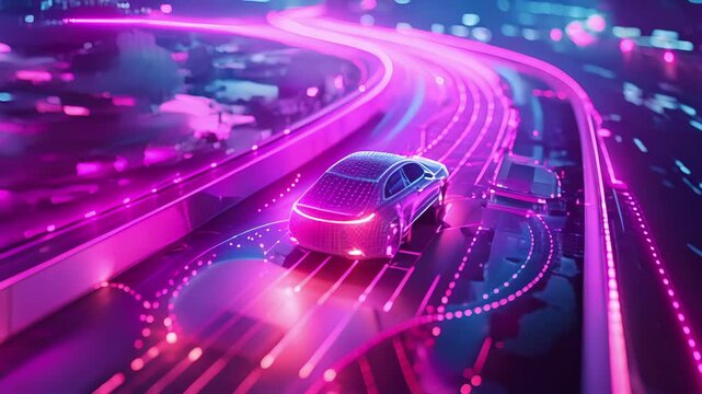 As the selfdriving car approaches a tricky intersection it seamlessly pulls up a live map and renders a safe path using 5G technology.