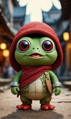 Cute Frog in Red Hood.