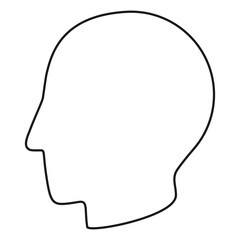 Simple outline of a human head in profile or side on view in vector