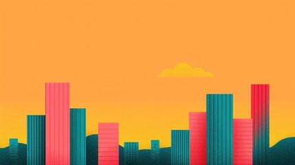 Climate adaptation shown by urban planning and infrastructure designed to cope with climate change impacts ensuring community resilience. Background Illustration, Bright color tones, , Minimalism,