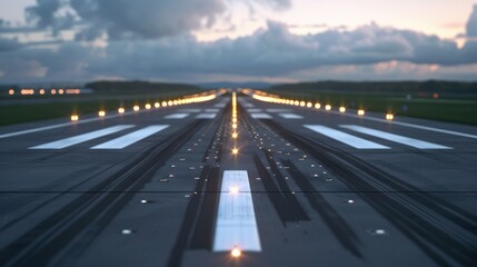 Obraz premium airport runway in the afternoon with sunset