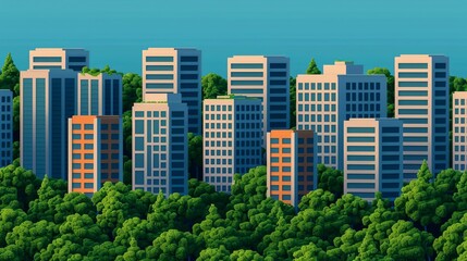 Fototapeta premium Conceptual art of nature-based solutions like green roofs and urban parks showing how integrating nature into urban planning can help mitigate climate change and enhance livability Background