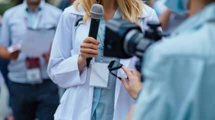 Doctor Being Interviewed by a Reporter