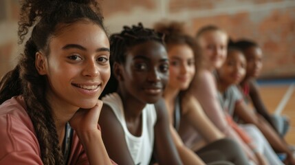 Fototapeta premium sports girls sitting generative ai
