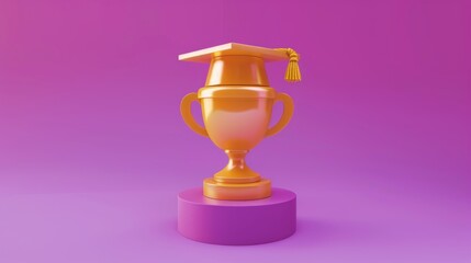 Golden Trophy with Graduation Cap:  A Symbol of Educational Achievement