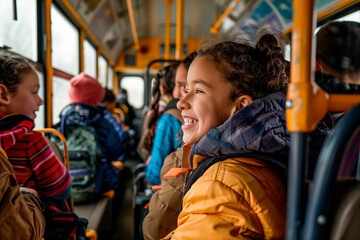 Obraz premium childrens riding a bus