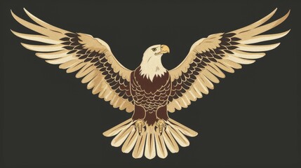 Obraz premium Illustration of a majestic eagle with wings fully extended, showcasing the powerful and graceful flight of this bird, symbolizing freedom, strength, and determination.