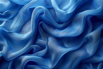 Obraz premium Blue Folded Textile Ruffle Abstract 3D Render