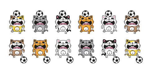 cat vector kitten football soccer ball sport icon calico neko pet cartoon character munchkin illustration symbol clip art isolated design