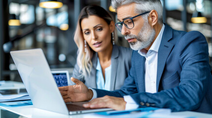 Fototapeta premium Business Professionals Working Together on Laptop