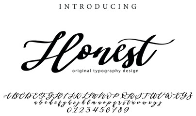 Honest Font Stylish brush painted an uppercase vector letters, alphabet, typeface