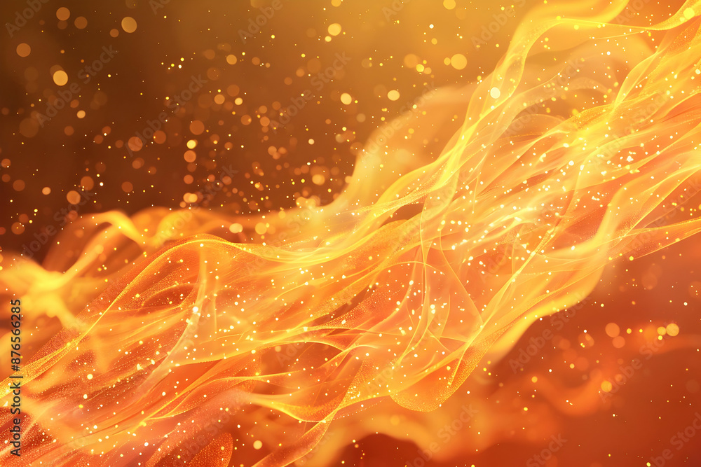 Poster abstract fiery waves of light and sparks, creating a vibrant and dynamic visual display, representin
