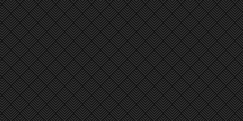 Fototapeta premium Vector Overlapping Pattern Minimal diamond geometric digital wave backdrop abstract wave square background. black line seamless tile stripe overlap creative retro square pattern white background.