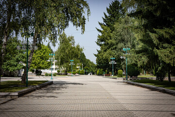 Pedestrian allay in Downton of the city of Pravetz, Bulgaria