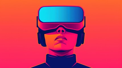 Obraz premium AR glasses providing augmented reality experiences for training, maintenance, and entertainment, enhancing productivity and user interaction. Background Illustration, Bright color tones, , Minimalism,