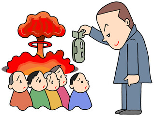 戦争・紛争のイラスト - 核の恫喝・軍事的圧力・核保有国・核兵器