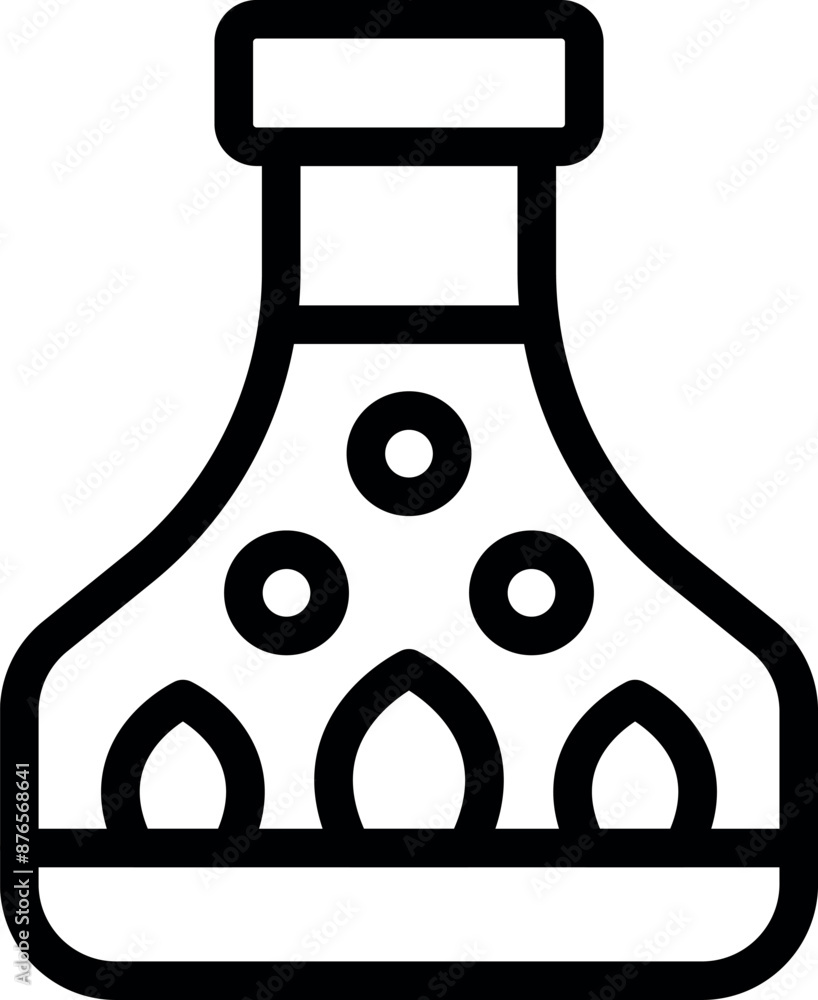 Aufkleber line art icon depicting a laboratory flask with seeds growing in a nutrient solution, representing p