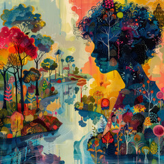 Woman in Nature Surreal Artwork