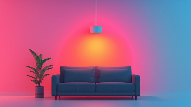 Smart homes integrating IoT for automated control of lighting, heating, and security, enhancing comfort and energy efficiency. Background Illustration, Bright color tones, , Minimalism,