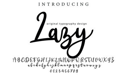 Lazy Font Stylish brush painted an uppercase vector letters, alphabet, typeface