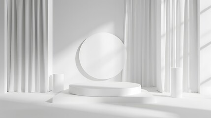 Fototapeta premium Abstract white and gray studio showcase wall and floor for background and product display. 