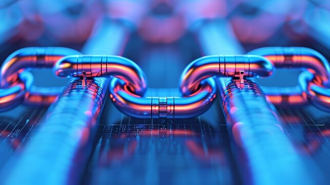 Blockchain technology ensuring secure transparent transactions across various industries promoting trust and reducing fraud in financial and supply chain systems Background Illustration, Bright color