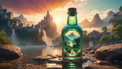 Bottle with Fantasy Landscape Inside.