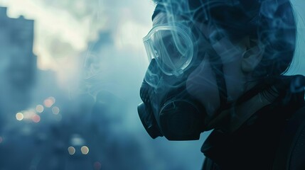 Closeup of polluted air with realistic skin tones, deep depth of field, 8k resolution, focus covering all objects, stunning photography