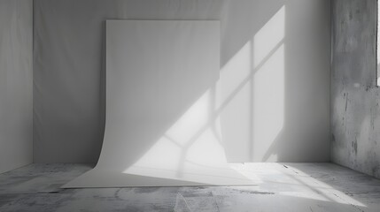 Abstract white and gray studio showcase wall and floor for background and product display. 
