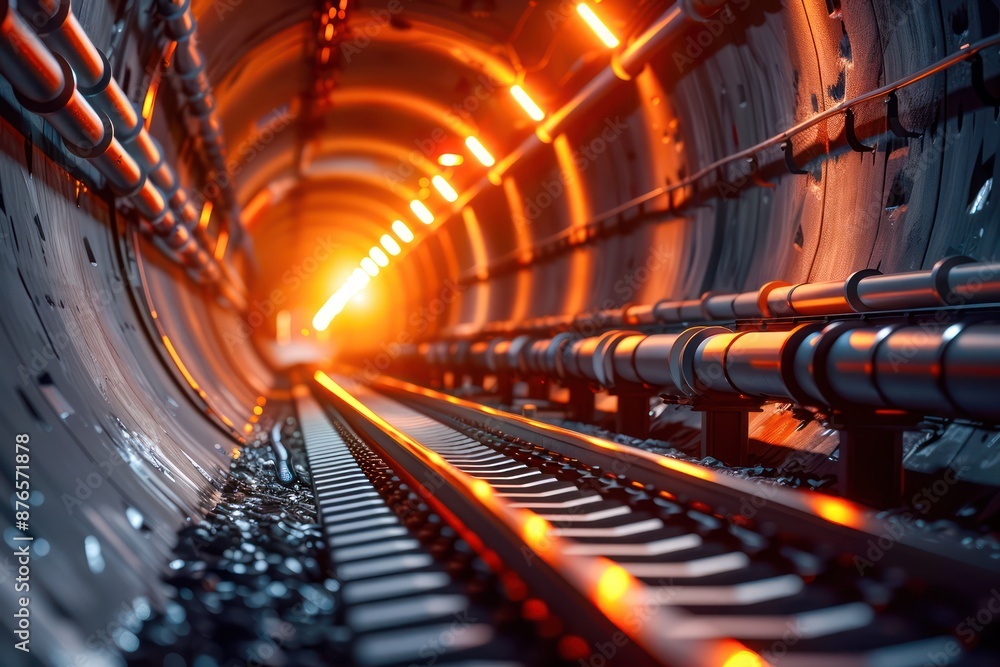 Fototapete dynamic picture projections transform underground tunnel into a captivating display of light and col
