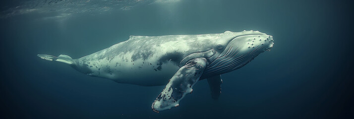 Fototapeta premium whale in the deep sea