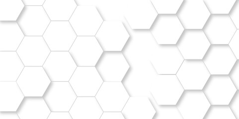 Abstract hexagonal futuristic geometric backdrop White background and embossed hexagon , honeycomb white hexagon concept design abstract technology background vector background, or wallpaper.