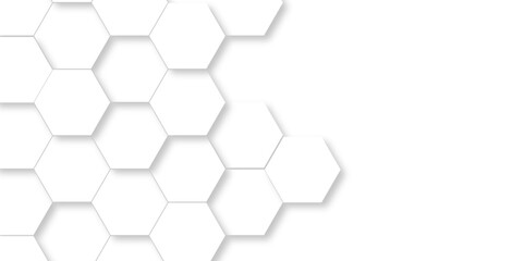 Abstract hexagonal futuristic geometric backdrop White background and embossed hexagon , honeycomb white hexagon concept design abstract technology background vector background, or wallpaper.