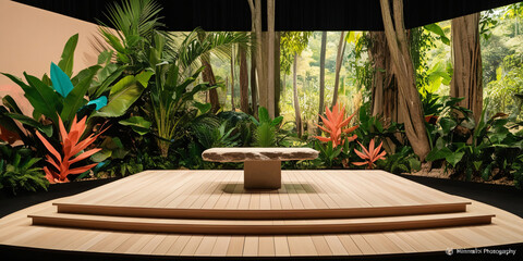 Fototapeta premium stone inn, rock, jungle, stage for product presentation, for text, advertising
