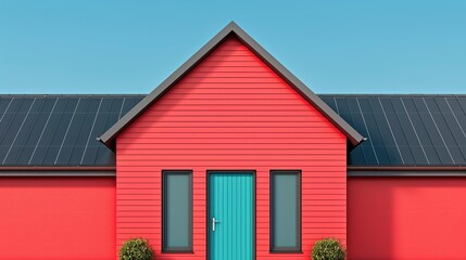 Solar panels installed on a suburban house's roof generating clean energy emphasizing the importance of adopting renewable energy sources like solar power to combat climate change. Background