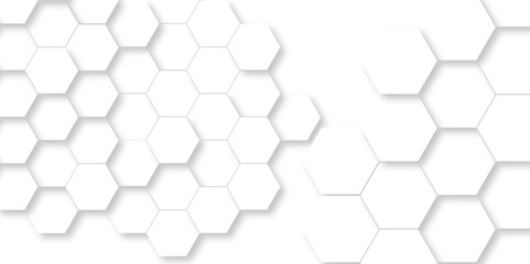 Abstract hexagonal futuristic geometric backdrop White background and embossed hexagon , honeycomb white hexagon concept design abstract technology background vector background, or wallpaper.