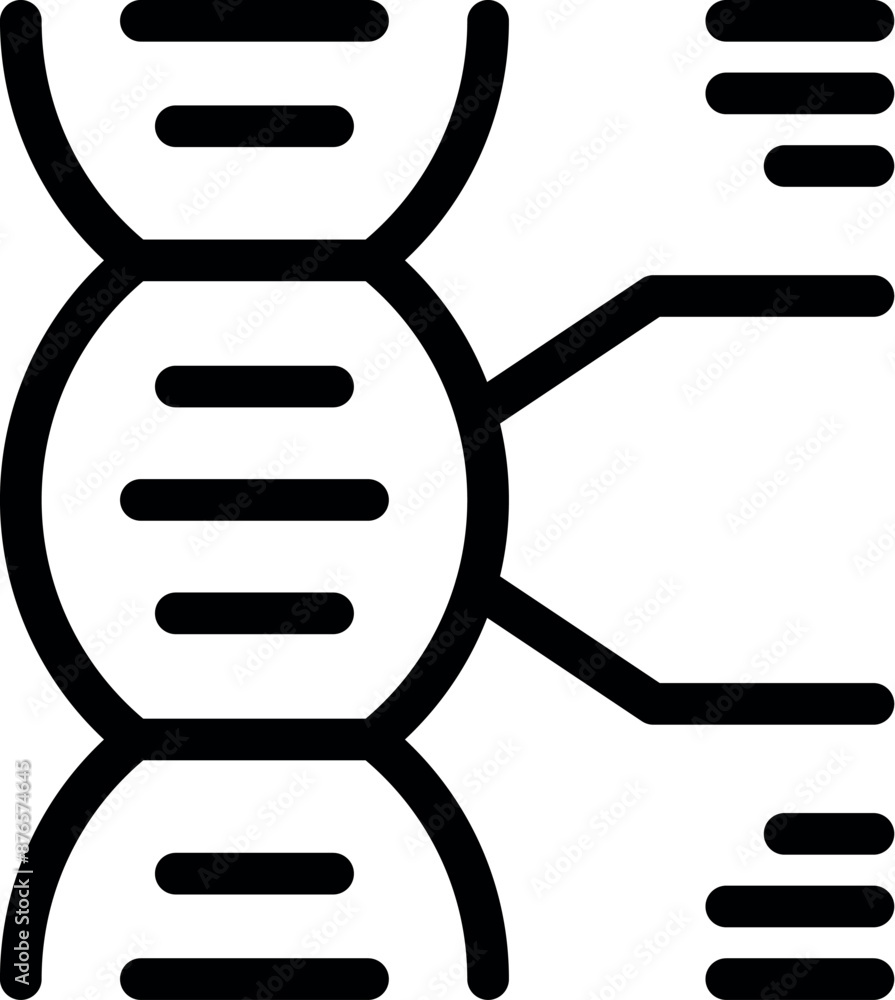 Poster line art icon of a dna structure connecting with lines, forming a network