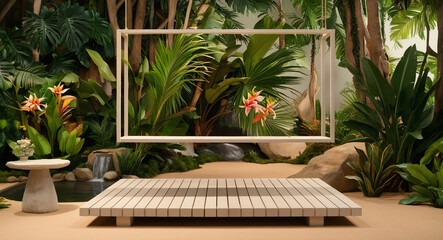 Obraz premium stone inn, rock, jungle, stage for product presentation, for text, advertising