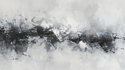 Abstract grayscale landscape, textured with dark and light marks.
