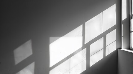 Obraz premium Abstract architecture shadow and lights in office room on white wall from window. 