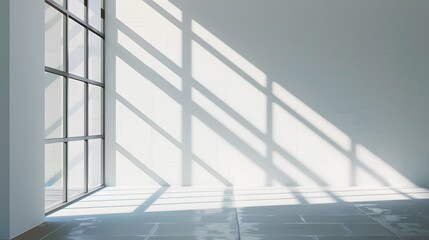 Obraz premium Abstract architecture shadow and lights in office room on white wall from window. 