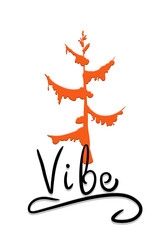 Orange spruce tree with inscription: 