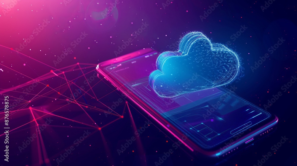 Poster abstract background of modern mobile phone with communication cloud. template for a text