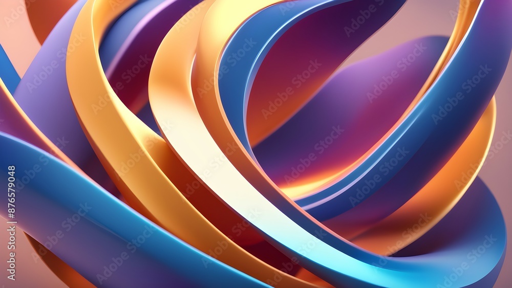 Aufkleber gradient 3d shapes intertwined in an abstract composition