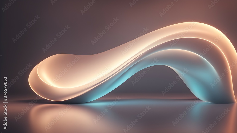 Aufkleber futuristic 3d rendering of a glowing curved shape with soft lighting and a reflective surface.