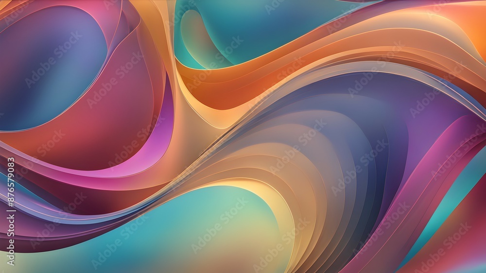 Poster gradient waves of color undulate in an abstract design.