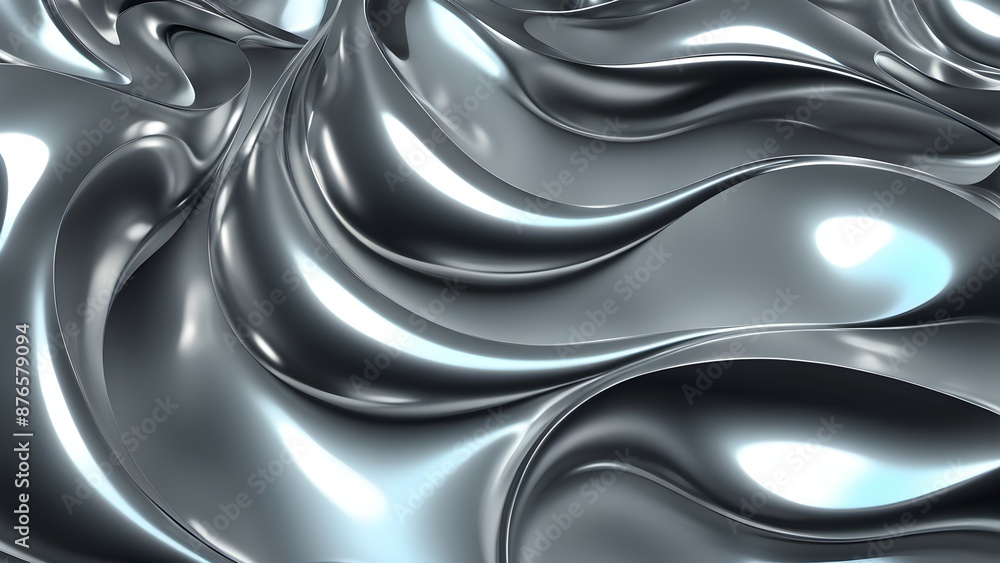 Poster abstract 3d rendering of liquid metal with smooth and wavy surface
