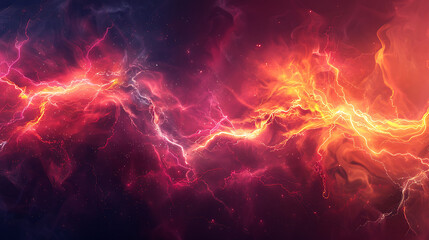 Obraz premium Fiery Red and Orange Electric Storm in the Cosmos