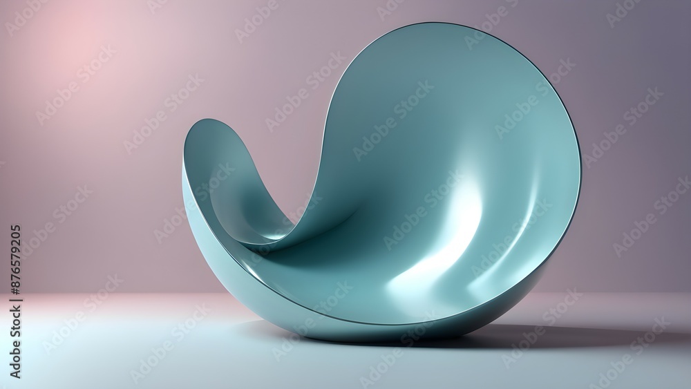 Poster blue and pink abstract 3d shape on a matching background